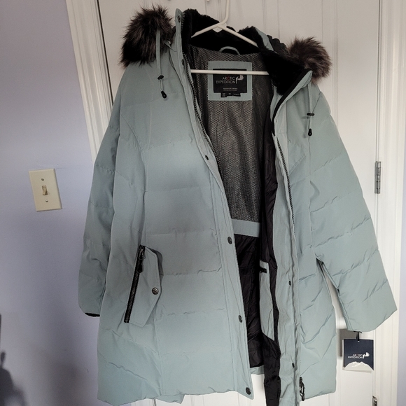 3x Down Light Mint Green Parka - Picture 8 of 14